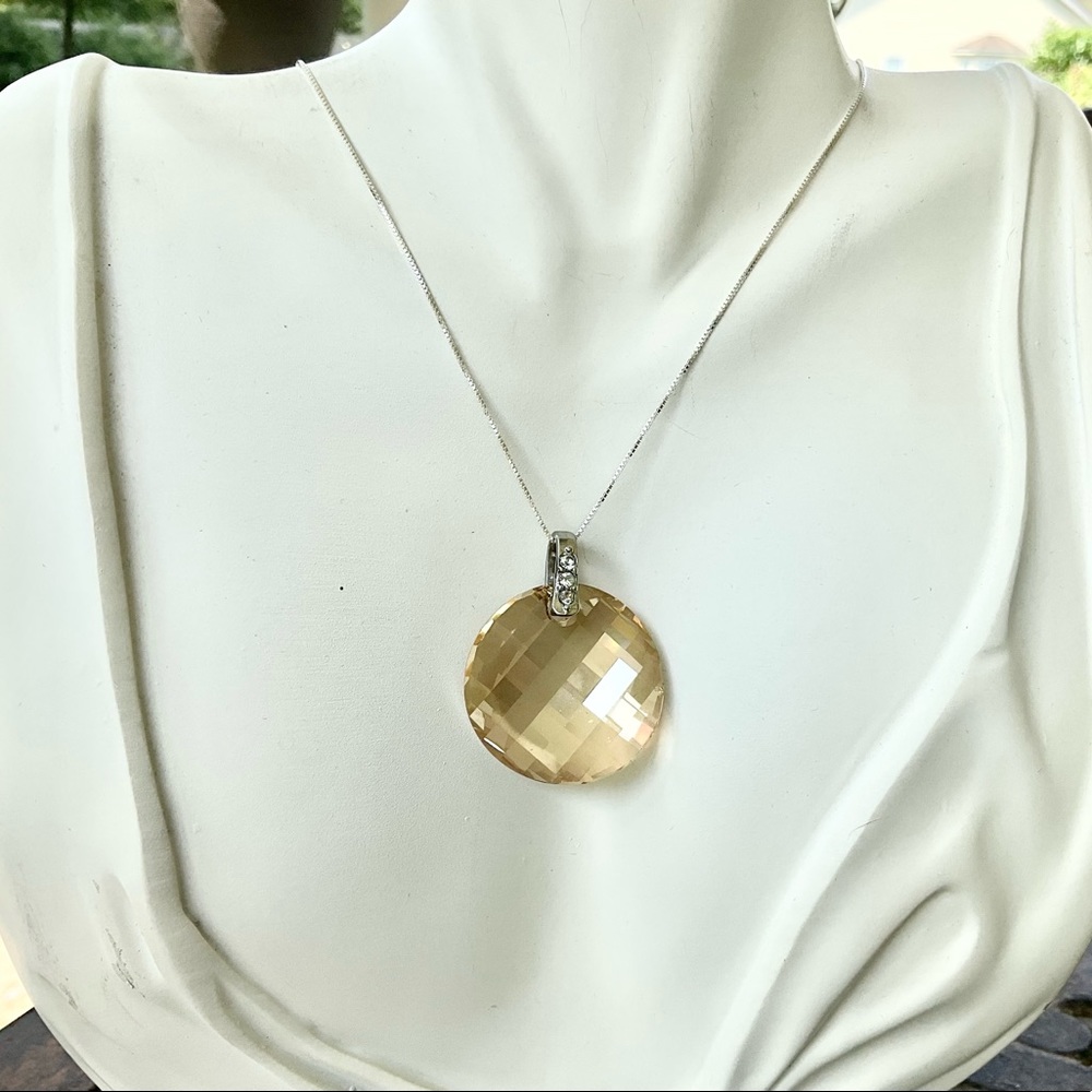 Spectacular Swarovski Golden Shadow Pendant Necklace
